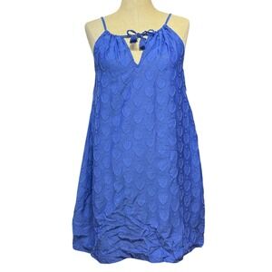 Vineyard Vines XS Linear Monstera Coverup Dress Blue Silk Jacquard Coastal Beach